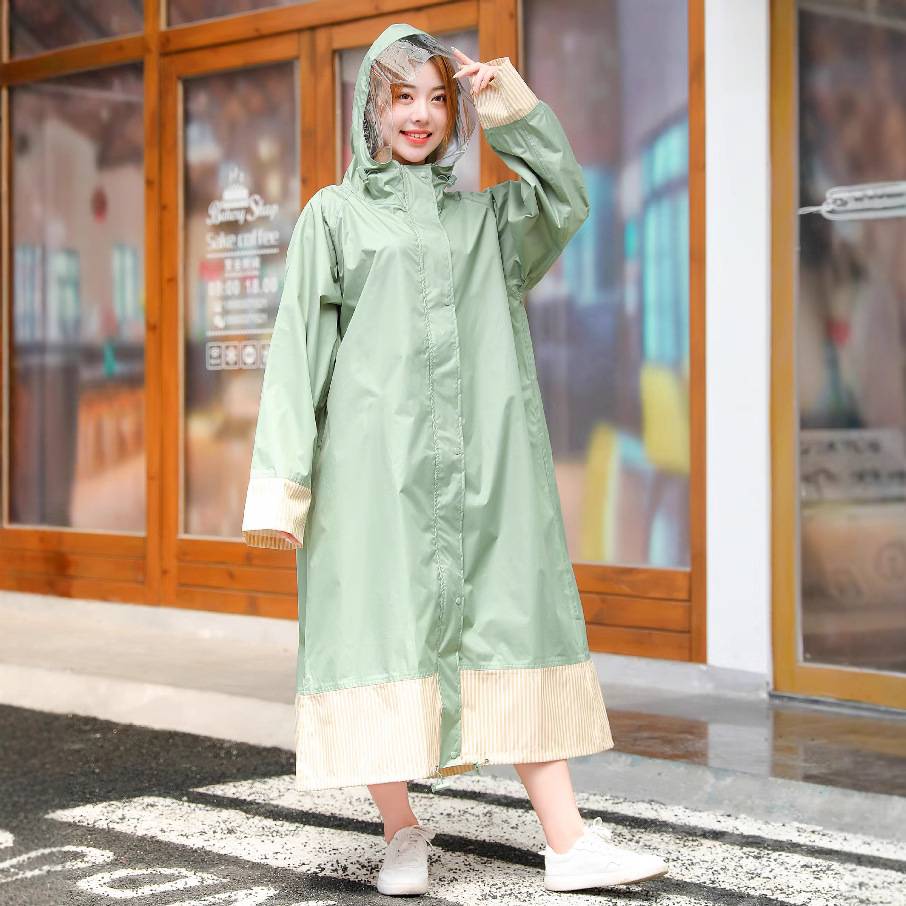日韩系透气成人雨衣 旅游徒步长款连体雨披 防水环保涤纶布料雨衣