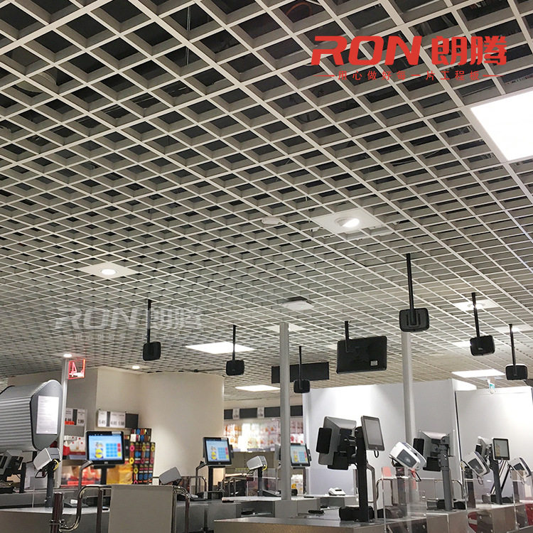 朗腾富黑色铝格栅吊顶 葡萄架吊顶铝格栅厂家 餐厅50*50组合格栅