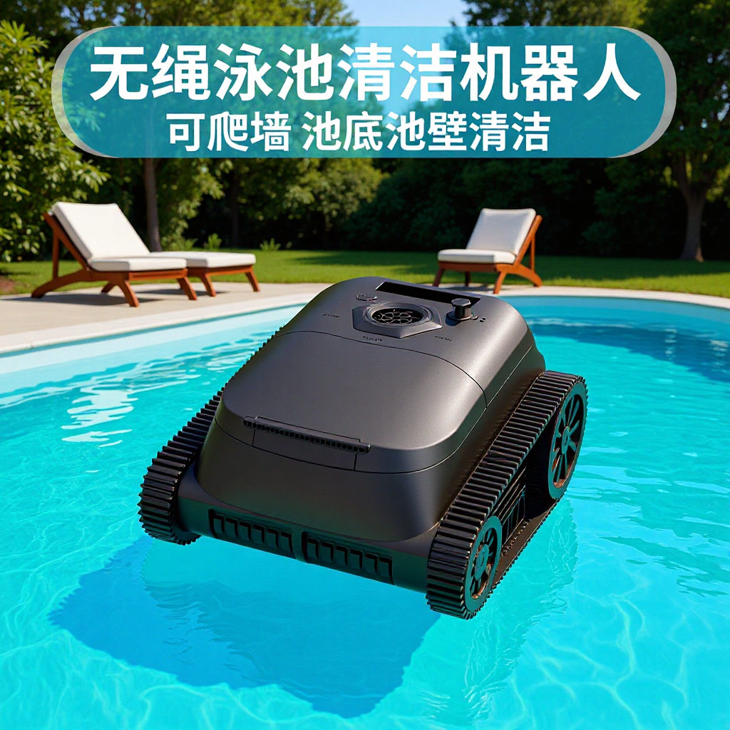 无绳爬墙泳池吸尘吸污机器人