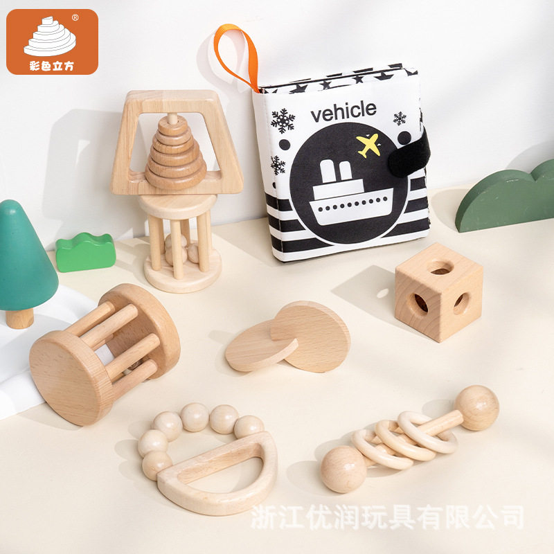 木质摇铃布书撕不烂0-3岁早教