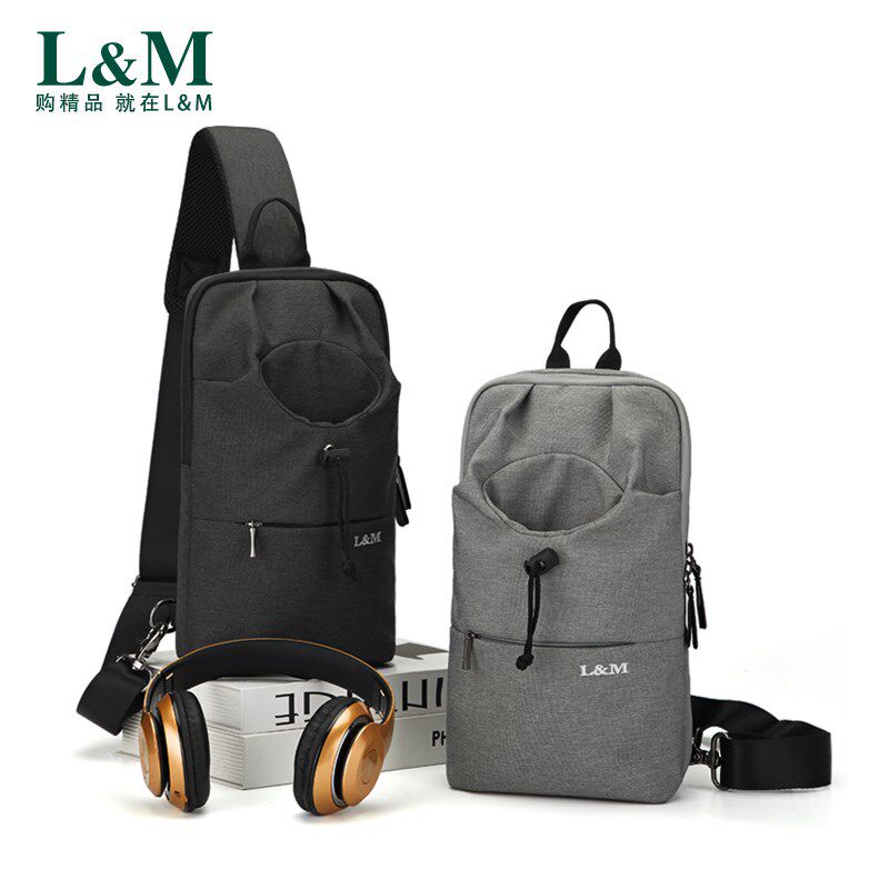 L&M斜挎包男大容量胸包骑行包防水斜跨单肩包水壶背包挎包男士