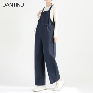 减龄套装 时尚 大码 宽松休闲两件套直筒阔腿裤 孕妇背带裤 春季 春秋款