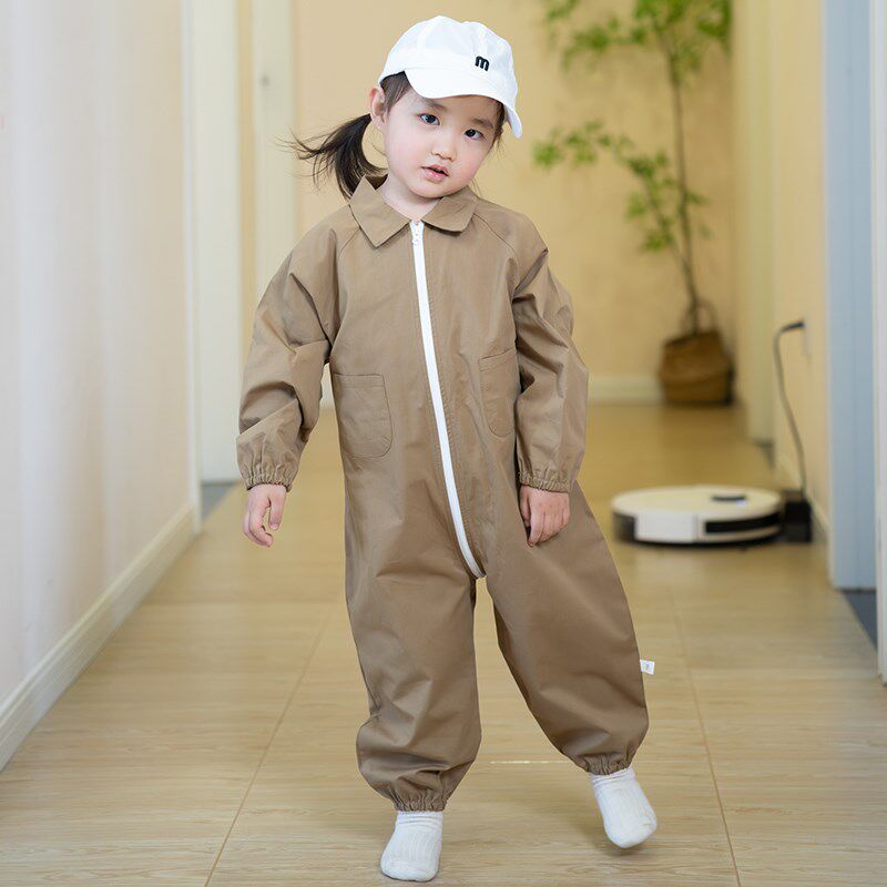 婴儿爬爬服户g外宝宝爬行服可爱外出夏季薄款防脏室外拉链爬爬衣