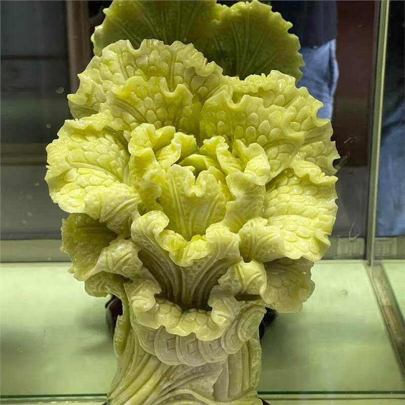 天然玉白菜e摆件原石雕刻玄关办公室装饰品乔迁开业礼品招财聚财