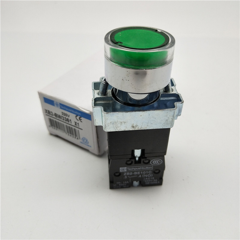 带灯自动复位按钮开关红色绿色XB2-BW3361 BW3462 ZB2-BE101 102