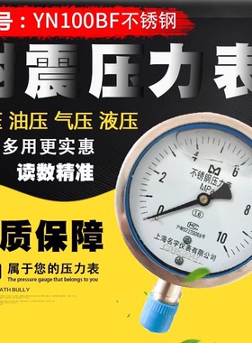 YN100BF316L不锈钢耐震压力表耐强酸耐腐蚀耐高温水压气压液压油