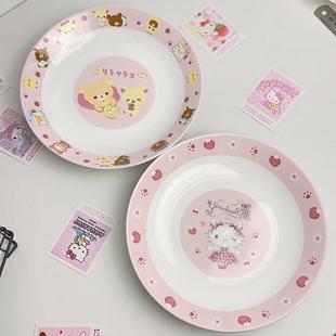 陶吖 可爱美乐蒂盘子陶瓷餐盘耐高温圆形卡通就英寸点心盘耐高温