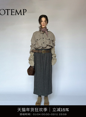 COTEMP PADDING BOX JACKET 25FW格纹刺绣印花绗缝棉衬衫夹克女