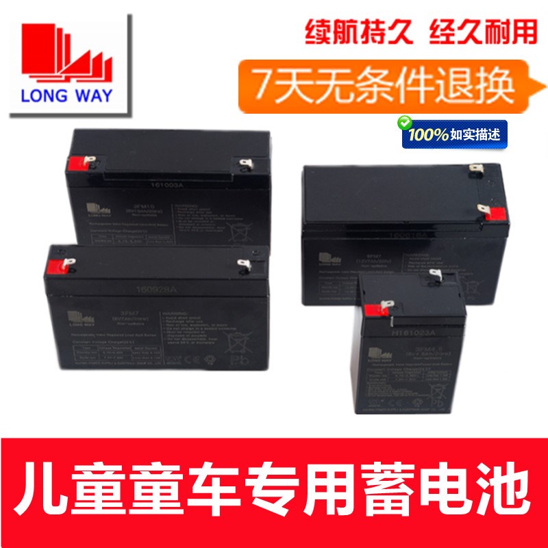 LONG WAY龙威儿童电动车6V4AH电瓶蓄电池福儿宝贝瑞佳宝宝童车电