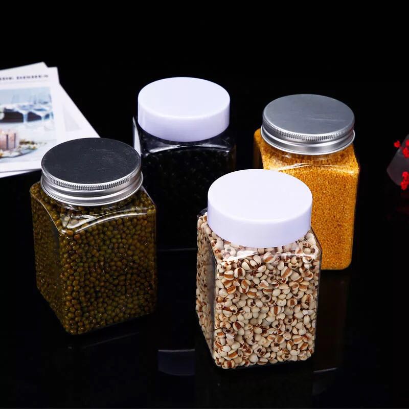 500G塑料空瓶子360ML蜂蜜瓶广口瓶方型干货罐子密封罐 食品包装瓶