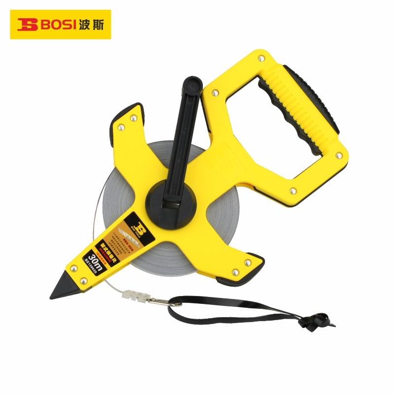 波斯1级精度架式钢卷尺架式纤维尺手摇手提式钢卷尺工程地测量