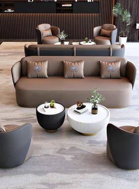 轻奢办公室接沙组合洽谈会客酒大店堂VAE休息区发客厅接待沙发桌