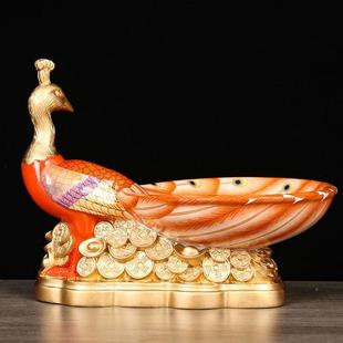 李明225蛇装年摆件正东方位孔雀聚0宝TYE盆家居办公室吉祥居物饰