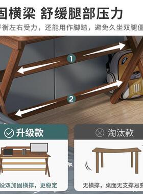 电脑桌台木式实租折叠家用卧室JUP床边桌学生学习写字易桌简出屋