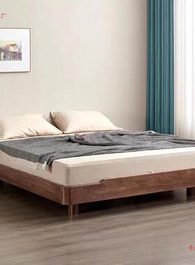 无床头悬浮榻榻美米床北黑桃木日式小户型床全73715实胡木双床人