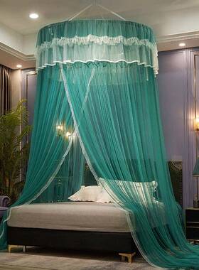 打风孔吊顶F9586THM圆顶公主加免密蚊帐家用卧室1.8床2025吸顶免