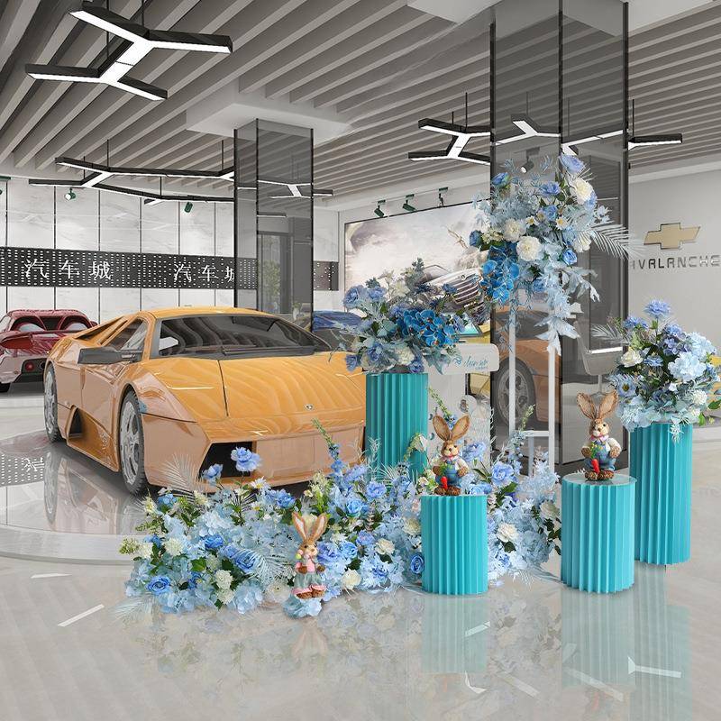 交置17852车仪式布花装饰摆件汽车4店展厅美陈花S假卉花摆设品