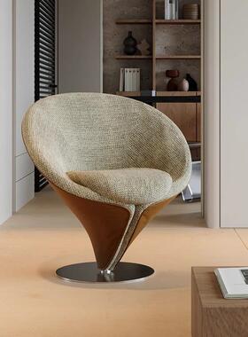 中古7386风单人沙发椅设休计师创意休奢可轻旋转闲椅家用卧室梳妆