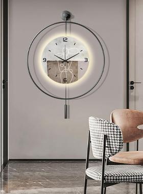 西牙个创意极简钟表挂钟客L厅ED灯光时YUX性钟餐班厅墙装饰挂表大