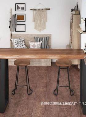 厂木家直销纯实桌面靠板实木吧台桌57988家用阳台墙长条桌窄子酒
