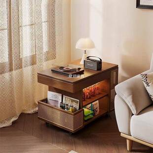 功能实木移动可降茶几升家多用沙发小推车68099小户型客厅约边柜