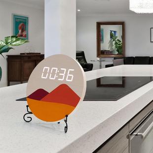 LD木头钟夜光数字数码木g232E质闹钟万历温挂度声控电子数字钟静