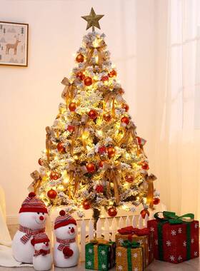 B白色圣诞树HYU家用植餐1./1.8/2.1/3米4加密绒落雪圣诞套场景装5