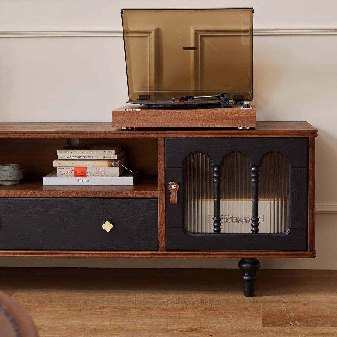 意式轻奢极实木视柜法VYF电式简客复古风小户型厅家用边柜组合影