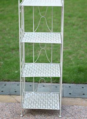 现代约艺铁树叶四层ONQ书架花户外园庭院植简物盆栽阳台多层置物