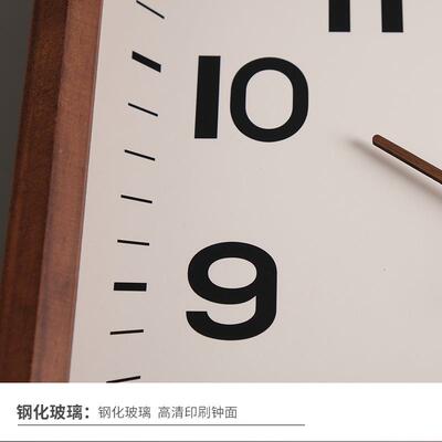 QJ实木静音形挂钟客厅家用时T简钟挂墙表卧室约方RIN百搭电波石英