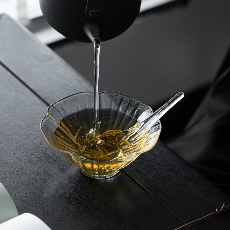 绿茶瓣泡茶碗两件套高硼硅斗泡茶器耐花高温笠碗龙茶UIX汤井匙品