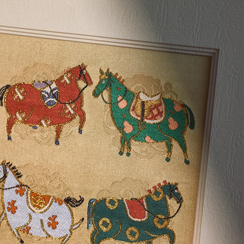 南京云锦研究h所博物馆装饰画新中式九骏图挂画非遗客厅书房礼品