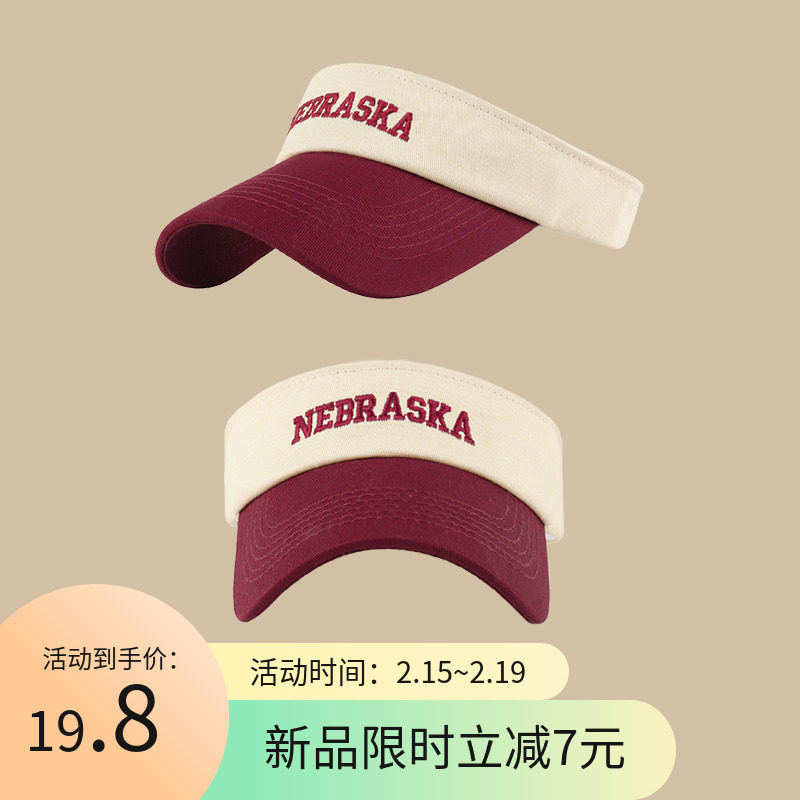 日系大头围拼色空顶帽女夏跑步运动无顶网球帽男户外出游遮阳帽子图片
