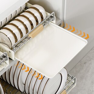 不锈钢橱柜内置碗碟收纳架抽屉拉篮式 厨I房放碗盘子沥水碗架置物