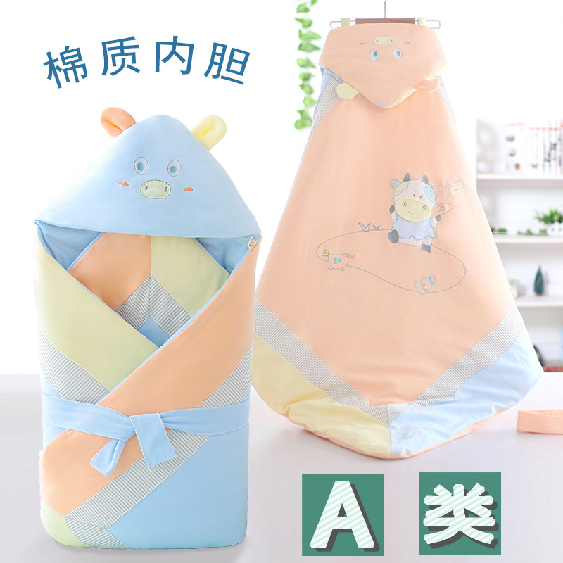 婴儿春秋冬纯棉抱被新初生宝宝加厚襁褓卡通产房外出可脱胆包被子