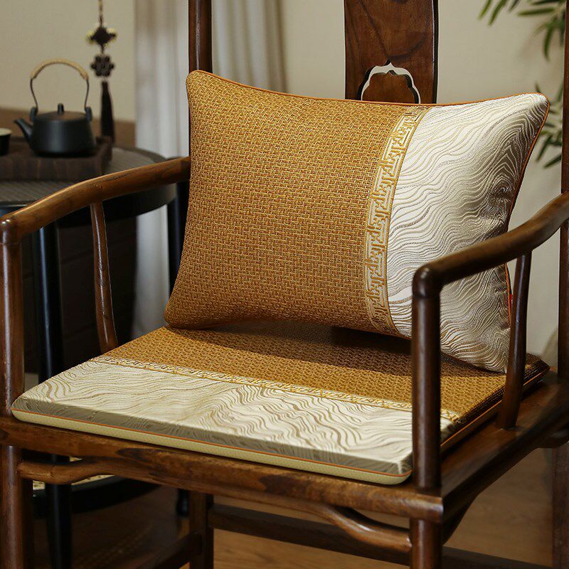 夏季新中式红木沙发透q气藤竹席坐垫实木圈椅茶椅垫凉席坐垫椅垫