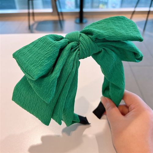 韩国设计师款~超大版蝴蝶结纹理感棉纱压皱发箍高质感头箍百搭