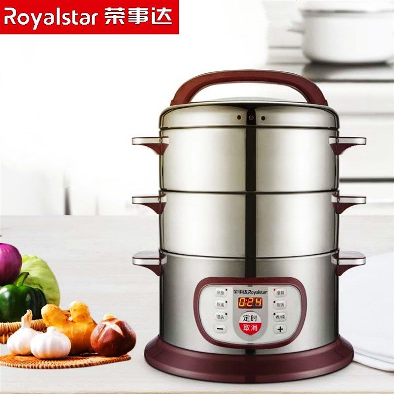 荣事.达ZG13A1(D)电蒸锅家用不锈钢电蒸笼双层蒸汽锅定时蒸鱼锅