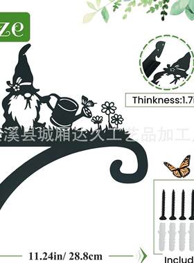悬挂式植物支架重型铁制观赏侏儒剪影衣架户外12英寸吊篮支架挂钩
