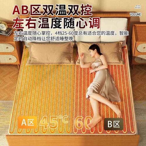 电热毯单人电褥子双人双控智能开关学生宿舍家用暖身毯子除潮一件