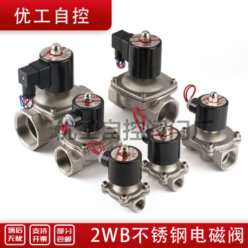 304不锈钢电磁开关电阀常闭2w水阀气阀220v24v12v6分dn15dn25dn50