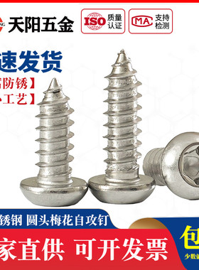 M4M5M6不锈钢304圆头梅花自攻丝钉木螺丝星型盘头梅花防盗自攻钉