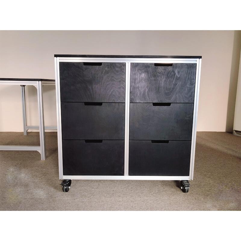 铝型材海洋板黑色斗柜简约现代家用储物柜抽屉式餐边柜客厅收纳柜