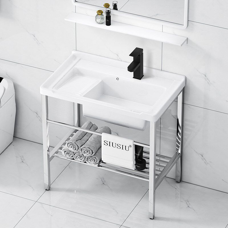 阳台洗衣池不锈钢支架落地带搓衣板一体J洗衣槽洗手盆洗衣台洗衣