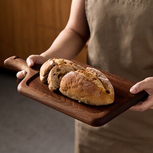 实木牛排餐盘日式木质披萨盘牛扒木板餐具木盘Q子木头托盘西餐摆