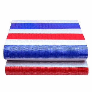 打孔款双面防水彩条布 120克加厚红白蓝三色防雨篷布农用粮食盖布