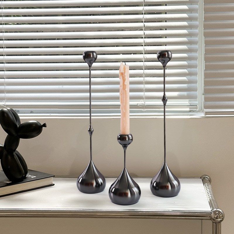 法式银色水滴烛台摆件家用氛围感桌面样板间客厅卧室软装轻奢装饰,特色手工艺,其他特色工艺品,淘宝优惠券,粉丝福利购,淘宝优惠卷