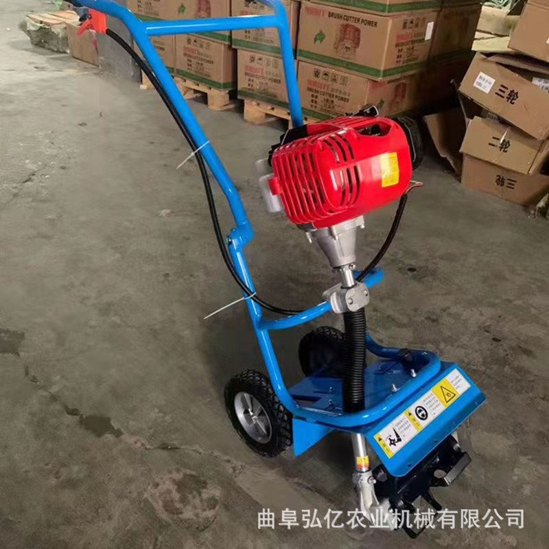 田园小型汽油松土锄草机推车式果园割草机汽油四冲程大棚松土打草