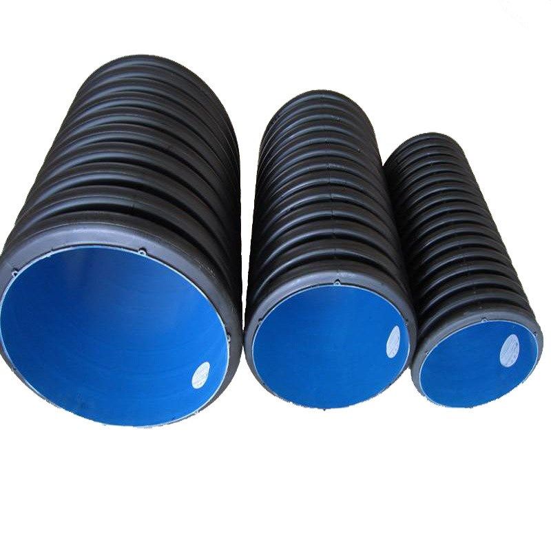 HDPE双壁波纹管蓝色内壁缠绕管市政工程大口径排污排水管厂家