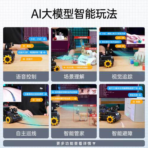 树莓派4B/5智能小车 TurboPi麦轮AI大模型视觉识别ROS2编程机器人